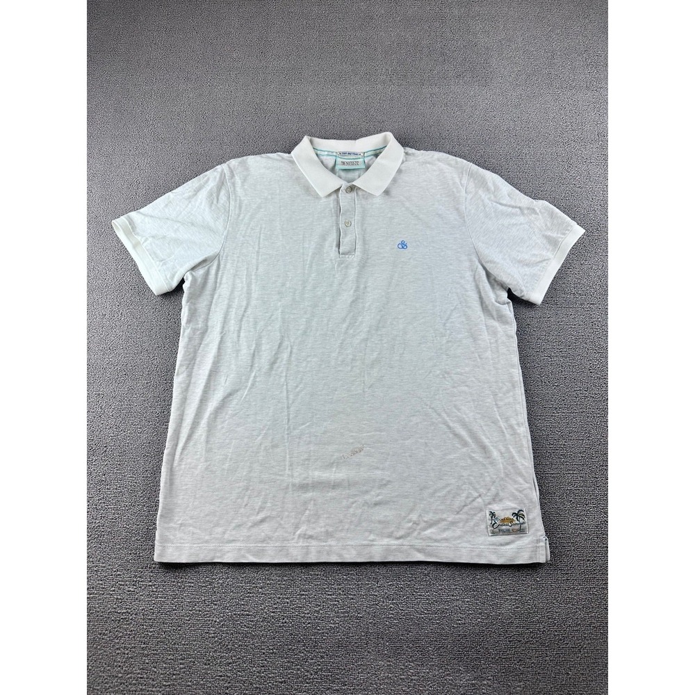 Scotch Soda Polo‎ Shirt Men XL Gray Melange Embroidered Pique Preppy Nautical